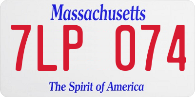 MA license plate 7LP074