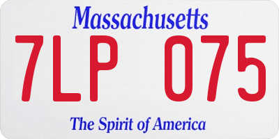 MA license plate 7LP075