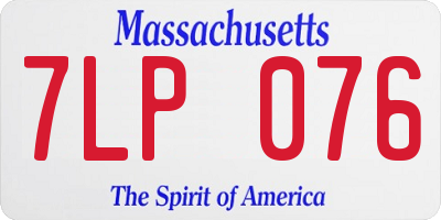 MA license plate 7LP076