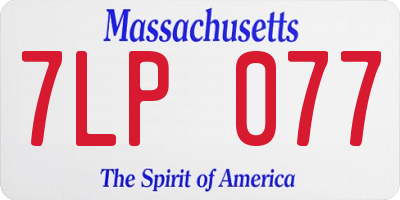 MA license plate 7LP077