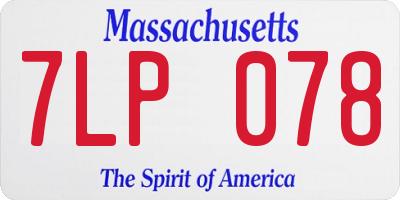 MA license plate 7LP078