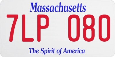 MA license plate 7LP080