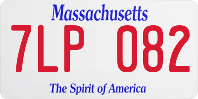 MA license plate 7LP082