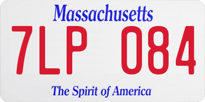 MA license plate 7LP084
