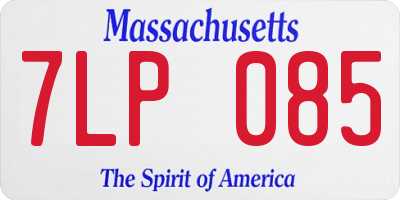 MA license plate 7LP085