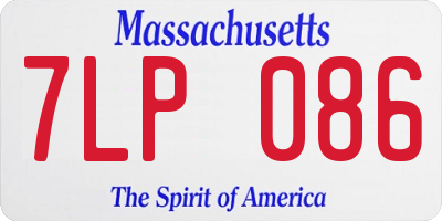 MA license plate 7LP086