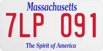 MA license plate 7LP091