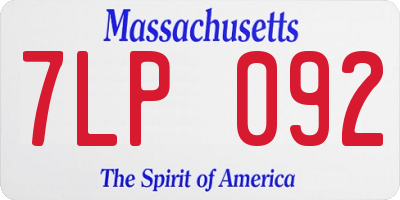 MA license plate 7LP092