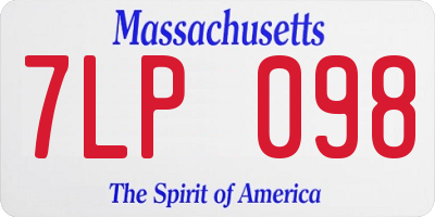 MA license plate 7LP098