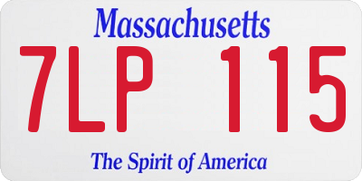 MA license plate 7LP115