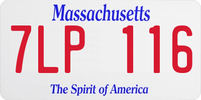 MA license plate 7LP116