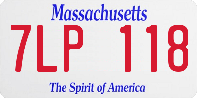 MA license plate 7LP118