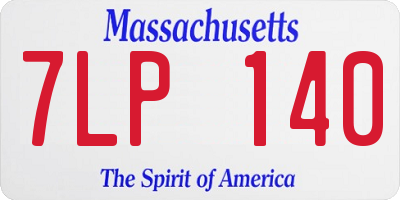 MA license plate 7LP140