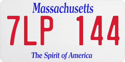 MA license plate 7LP144