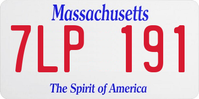 MA license plate 7LP191