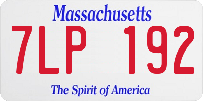 MA license plate 7LP192