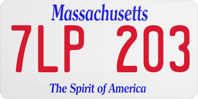 MA license plate 7LP203