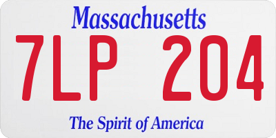 MA license plate 7LP204