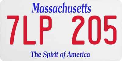 MA license plate 7LP205