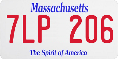 MA license plate 7LP206