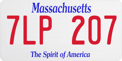 MA license plate 7LP207