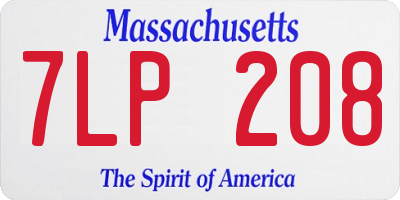 MA license plate 7LP208