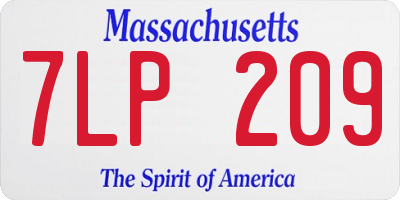 MA license plate 7LP209