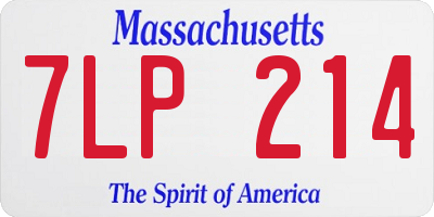 MA license plate 7LP214