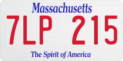 MA license plate 7LP215