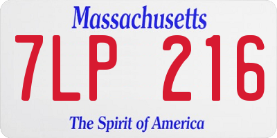 MA license plate 7LP216