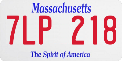 MA license plate 7LP218