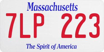 MA license plate 7LP223
