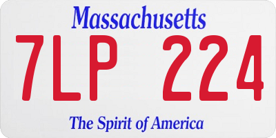 MA license plate 7LP224