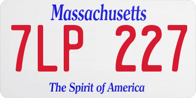 MA license plate 7LP227