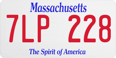 MA license plate 7LP228