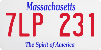 MA license plate 7LP231