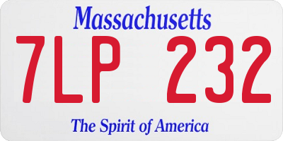 MA license plate 7LP232