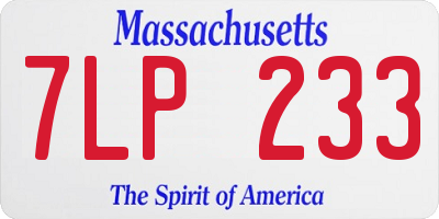 MA license plate 7LP233