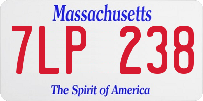 MA license plate 7LP238