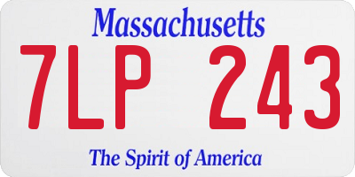 MA license plate 7LP243