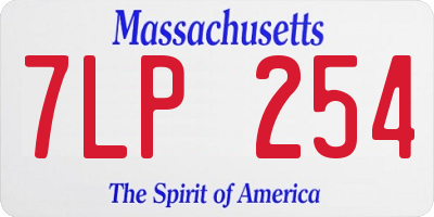 MA license plate 7LP254