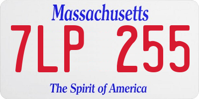 MA license plate 7LP255