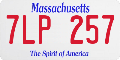 MA license plate 7LP257