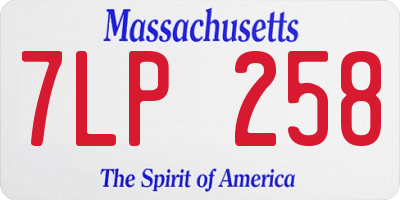 MA license plate 7LP258