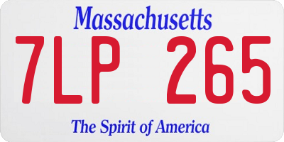 MA license plate 7LP265