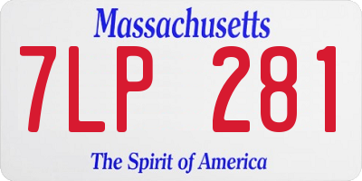 MA license plate 7LP281