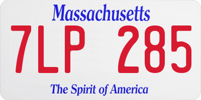 MA license plate 7LP285
