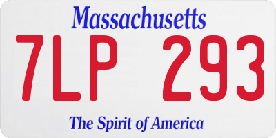 MA license plate 7LP293