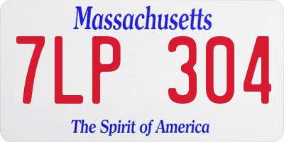 MA license plate 7LP304