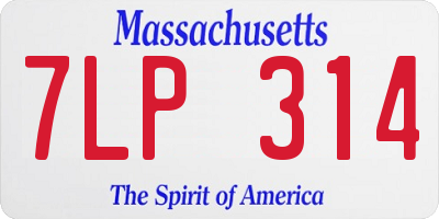 MA license plate 7LP314